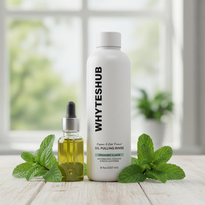 Whyteshub Spearmint Oil Pulling Rinse – Organic Coconut Oil Mouthwash (8 oz)
