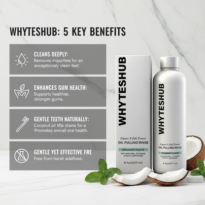 Whyteshub Spearmint Oil Pulling Rinse – Organic Coconut Oil Mouthwash (8 oz)