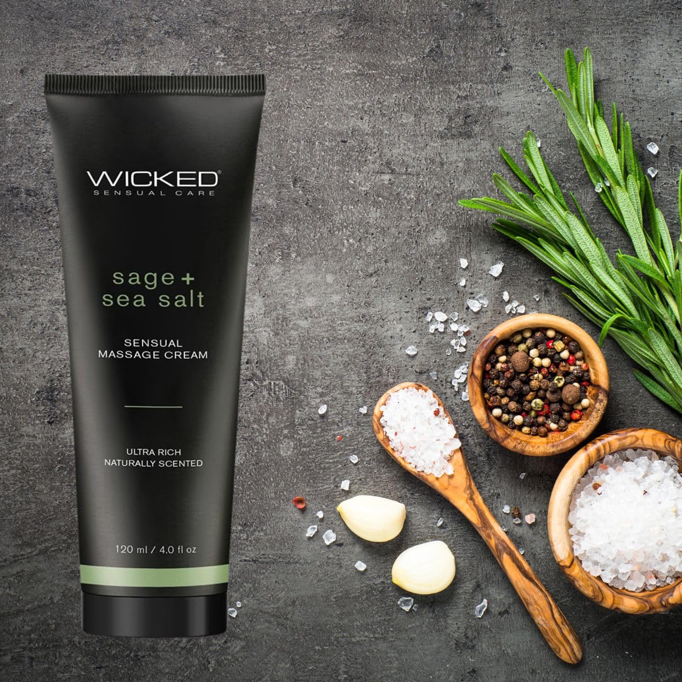 Wicked Sage+Sea Salt Massage Cream 4oz - Relaxing Sensual Massage