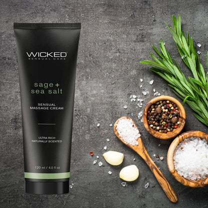 Wicked Sage+Sea Salt Massage Cream 4oz - Relaxing Sensual Massage