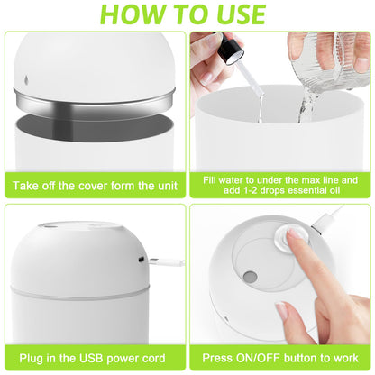 220ml Mini Essential Oil Diffuser for Desk – Auto-Off, Night Light, Quiet Humidifier