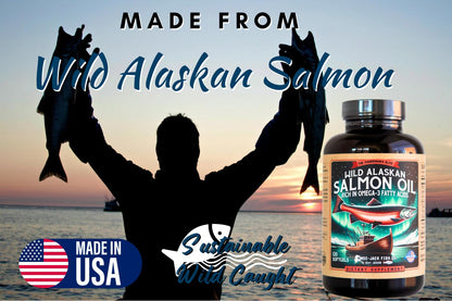Wild Alaskan Salmon Oil Omega-3 Supplement (EPA & DHA) - 120 Softgels, 1000mg Each | Kwee-Jack Fish Co.