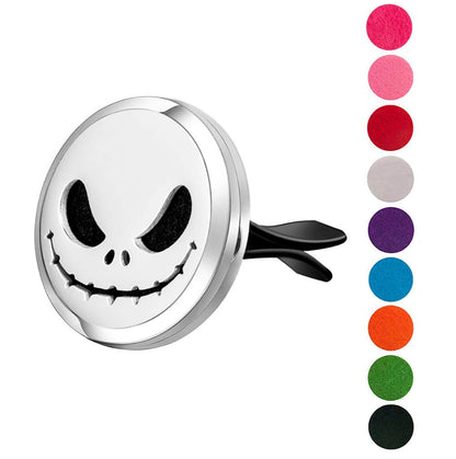Wild Essentials Jack Skullington Car Diffuser – Stainless Steel Locket, 12 Color Pads