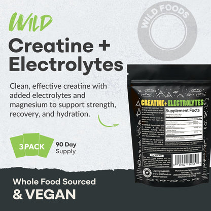 Wild Foods Creatine + Electrolytes Powder – Lemon & Lime (8 oz, 30 Servings) | 2.5 g Creatine