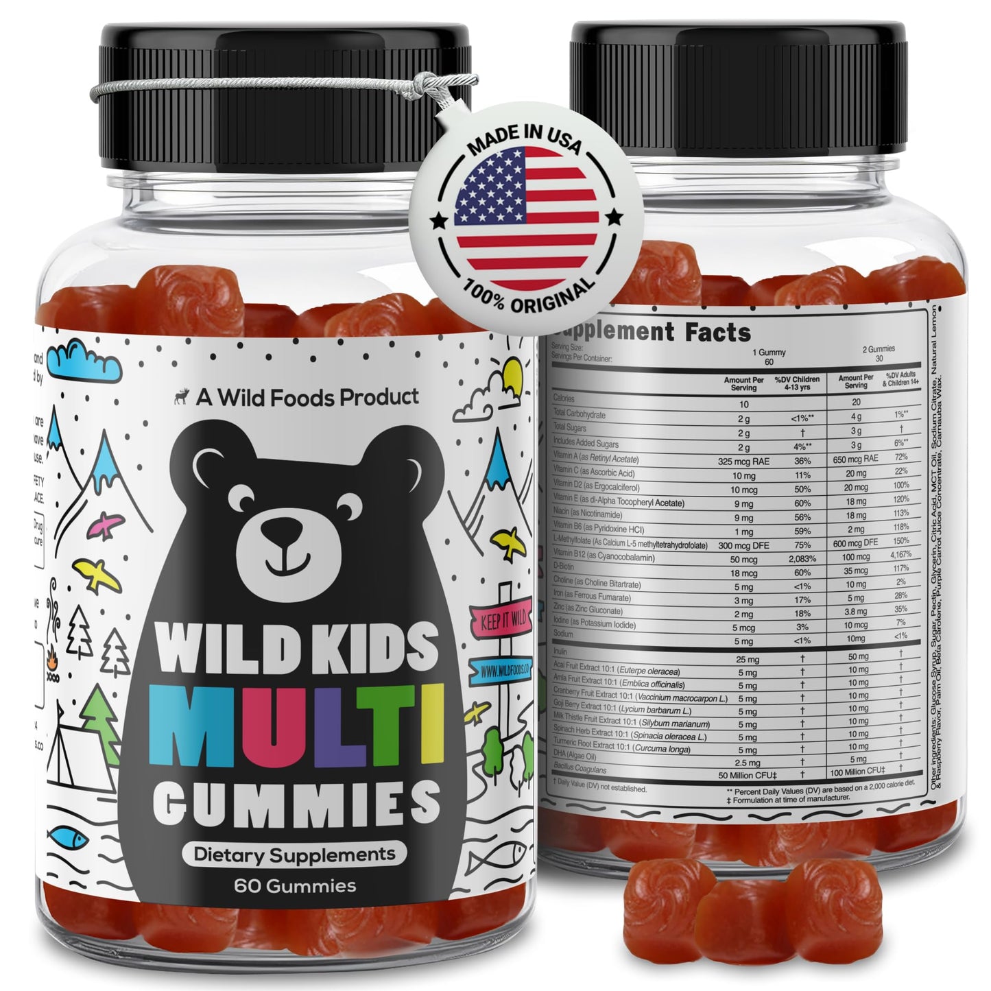 Wild Foods Kids Multivitamin Gummies – Immune, Bone & Skin Support
