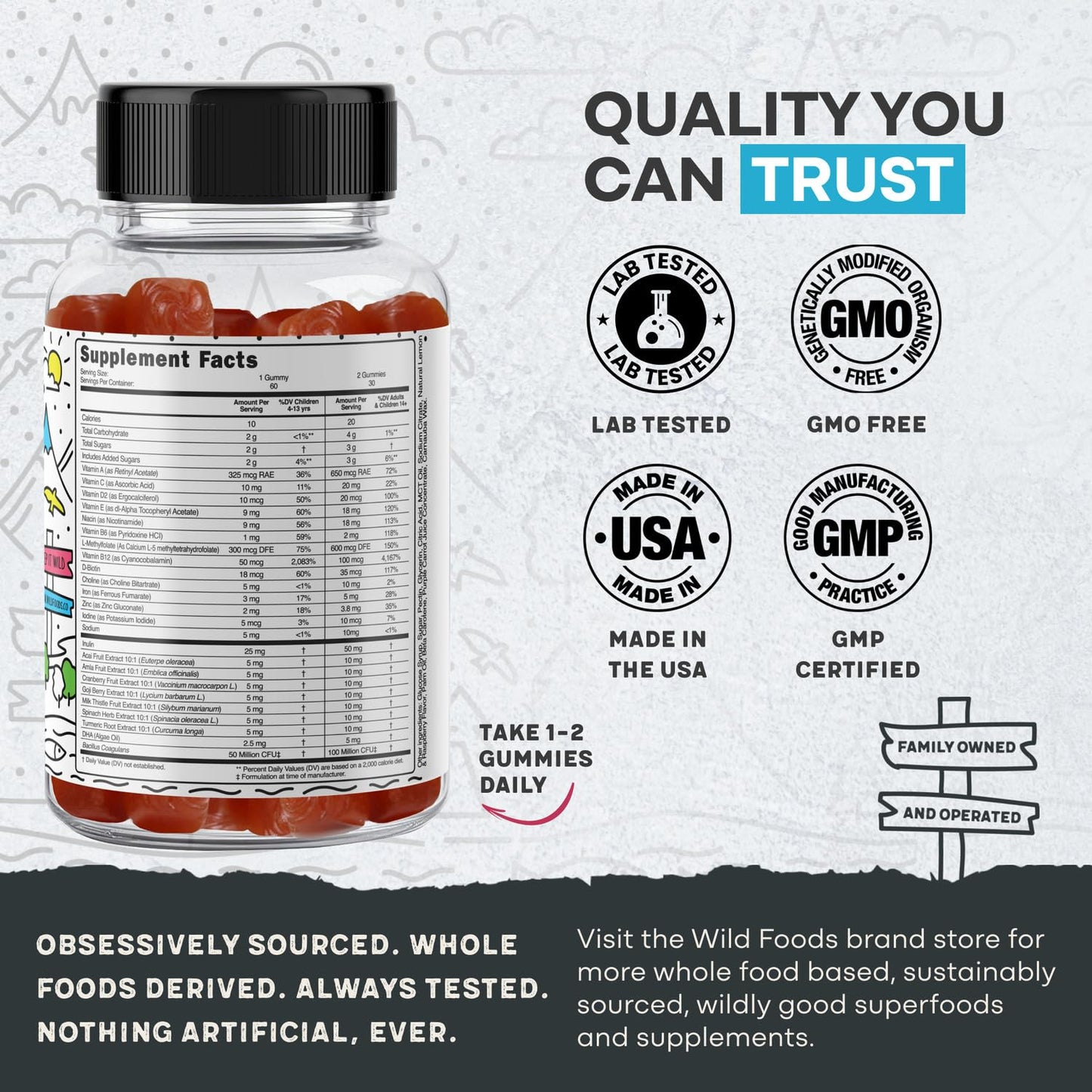 Wild Foods Kids Multivitamin Gummies – Immune, Bone & Skin Support