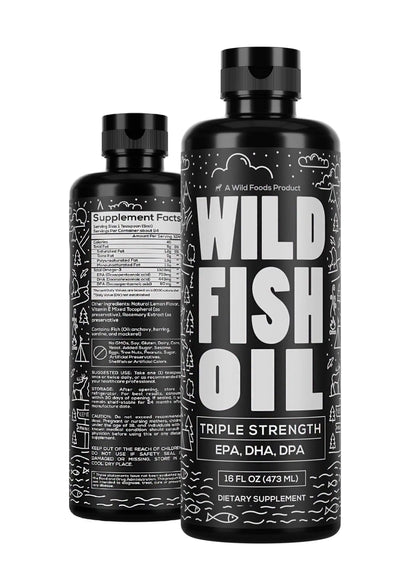 Wild Foods Liquid Omega-3 Fish Oil – Lemon, 16 oz | Burpless, Odorless, DPA + EPA + DHA Triple Strength