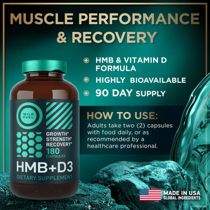 WILD FUEL HMB + Vitamin D3 Capsules – 360 Caps, 1,000–3,000 mg HMB BritishVita | Premium UK Vitamins & Wellness Supplements