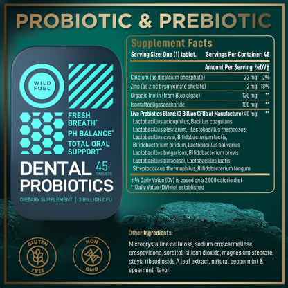 WILD FUEL Oral Probiotics for Teeth – 3B CFU K12 & L. paracasei, Salivarius Mints