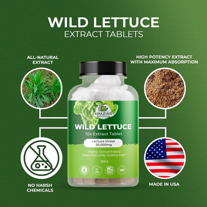 Wild Lettuce Extract Tablets 10X 2000MG – Sleep Support | Lactuca Virosa