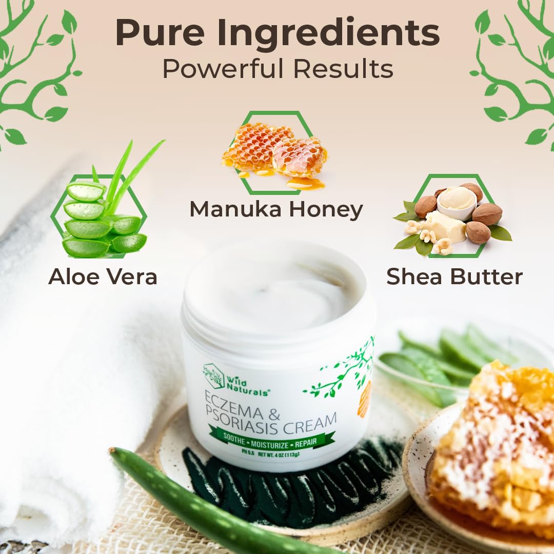 Wild Naturals Eczema & Psoriasis Cream with Manuka Honey – Hydrating, Gentle Relief
