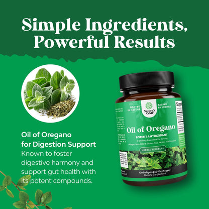 Wild Oregano Oil Softgels 70% Carvacrol | Digestive & Immune Support - 120 Ct