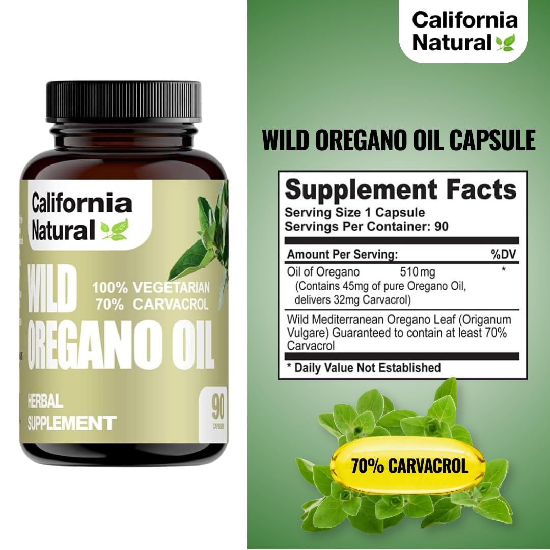 Wild Oregano Oil Vegetarian Soft Capsules - California Natural | Immune & Digestive Support