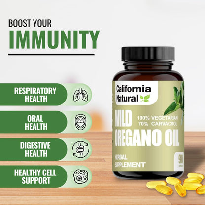 Wild Oregano Oil Vegetarian Soft Capsules - California Natural | Immune & Digestive Support