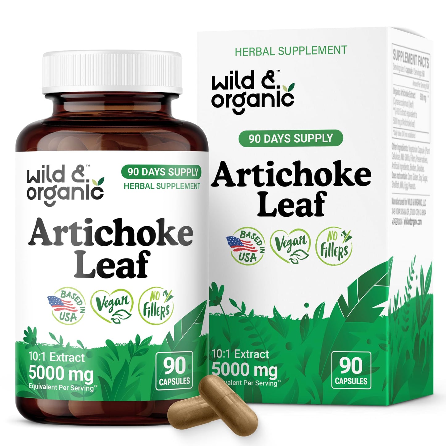 Wild & Organic Artichoke Extract 500 mg Capsules | Liver & Digestive Support | Vegan