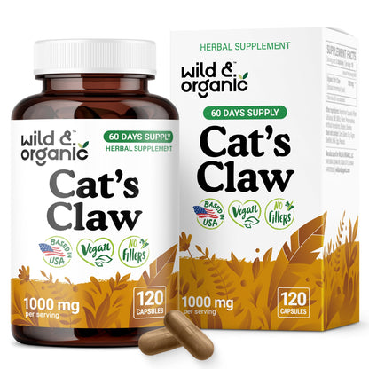 Wild & Organic Cat's Claw Capsules 1000 mg – 60 Day Immune Support