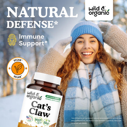 Wild & Organic Cat's Claw Capsules 1000 mg – 60 Day Immune Support