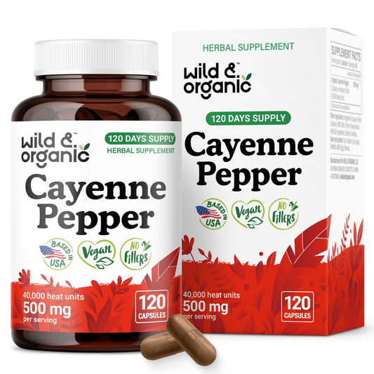 Wild & Organic Cayenne Pepper Capsules 500 mg - Digestive Support - Vegan, Non-GMO BritishVita | Premium UK Vitamins & Wellness Supplements