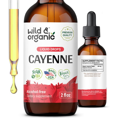 Wild & Organic Cayenne Pepper Tincture - Digestive Support, Alcohol-Free Drops, 2 fl oz