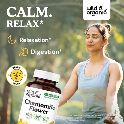 Wild & Organic Chamomile Capsules 800 mg – Relaxation & Digestive Support (90 Count)