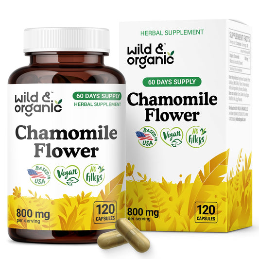 Chamomile Extract Capsules 800 mg - Wild & Organic - Relaxation & Digestive Support - Vegan, Non-GMO - 120 Count BritishVita | Premium UK Vitamins & Wellness Supplements