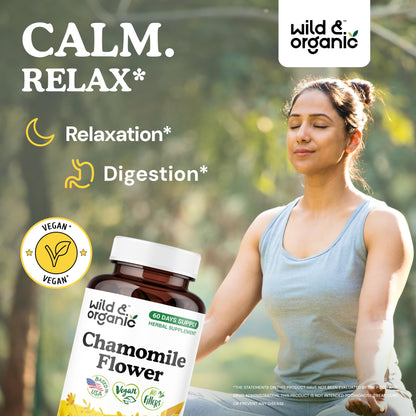 Chamomile Extract Capsules 800 mg - Wild & Organic - Relaxation & Digestive Support - Vegan, Non-GMO - 120 Count