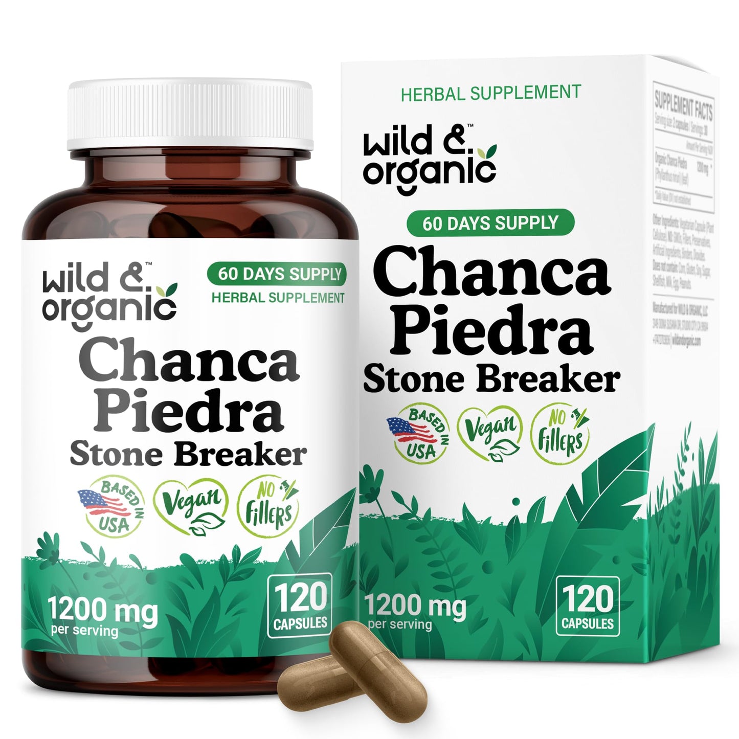 Wild & Organic Chanca Piedra 1200 mg Capsules – Kidney & Gallbladder Support