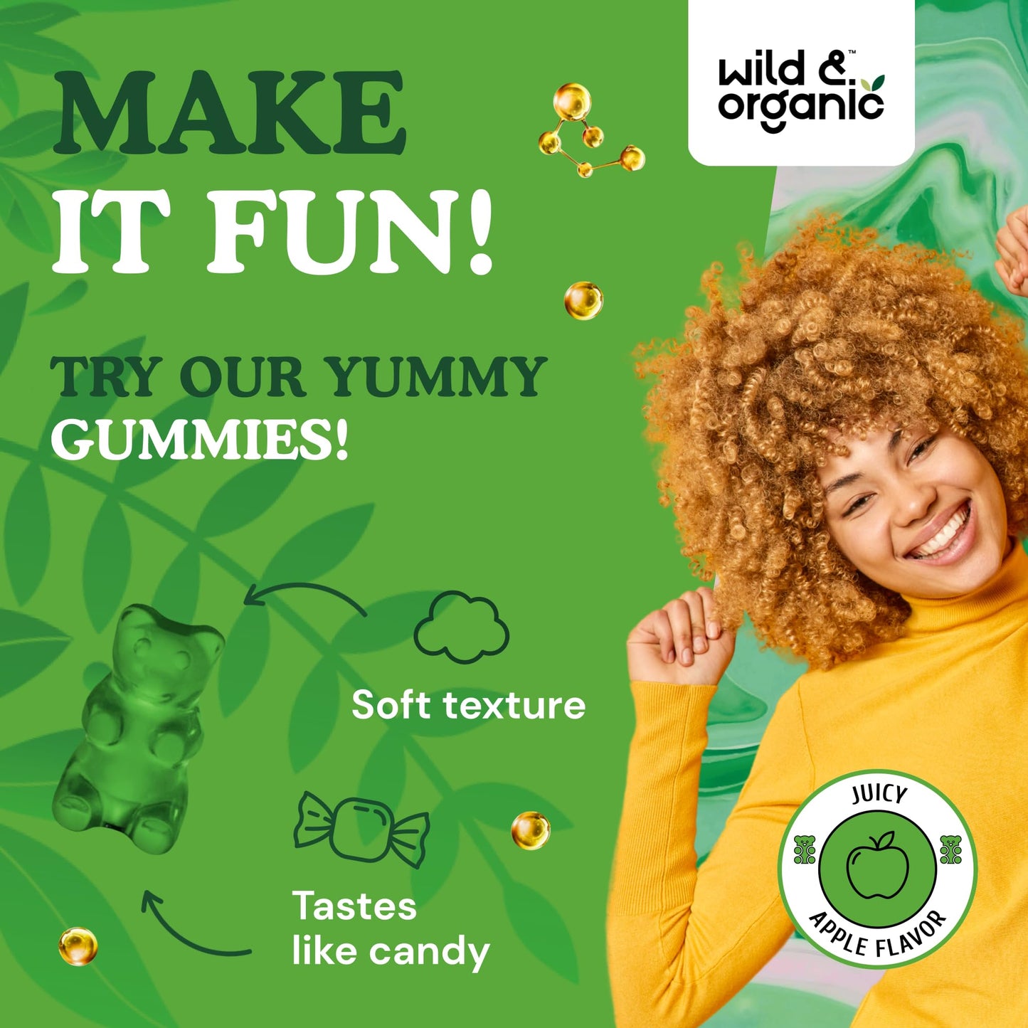 Wild & Organic Chlorophyll Gummies 50mg – Detox Cleanse, Vegan & Non-GMO | 60 Chews