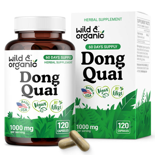 Wild & Organic Dong Quai Capsules for Women - 1000 mg per Serving - Pure Dong Quai Supplement - Angelica Root Herb - 60-Day Supply - Non-GMO, Vegan, Gluten-Free - 120 Count BritishVita | Premium UK Vitamins & Wellness Supplements