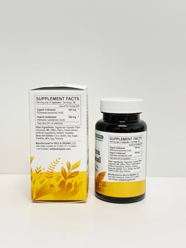 Wild & Organic Echinacea + Goldenseal Capsules – Immune & Lung Support | 60 Count