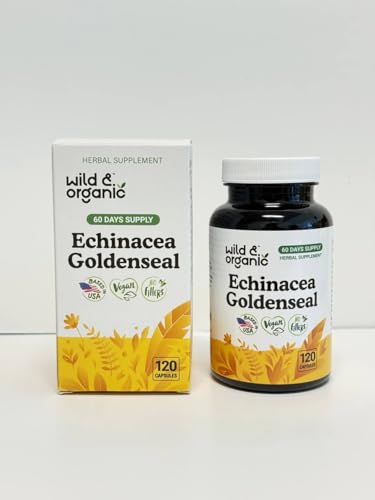 Wild & Organic Echinacea Goldenseal Capsules - Immune & Lung Support - 120 Count - Vegan, Non-GMO