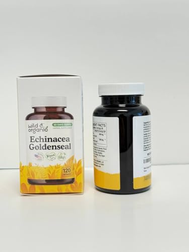 Wild & Organic Echinacea Goldenseal Capsules - Immune & Lung Support - 120 Count - Vegan, Non-GMO