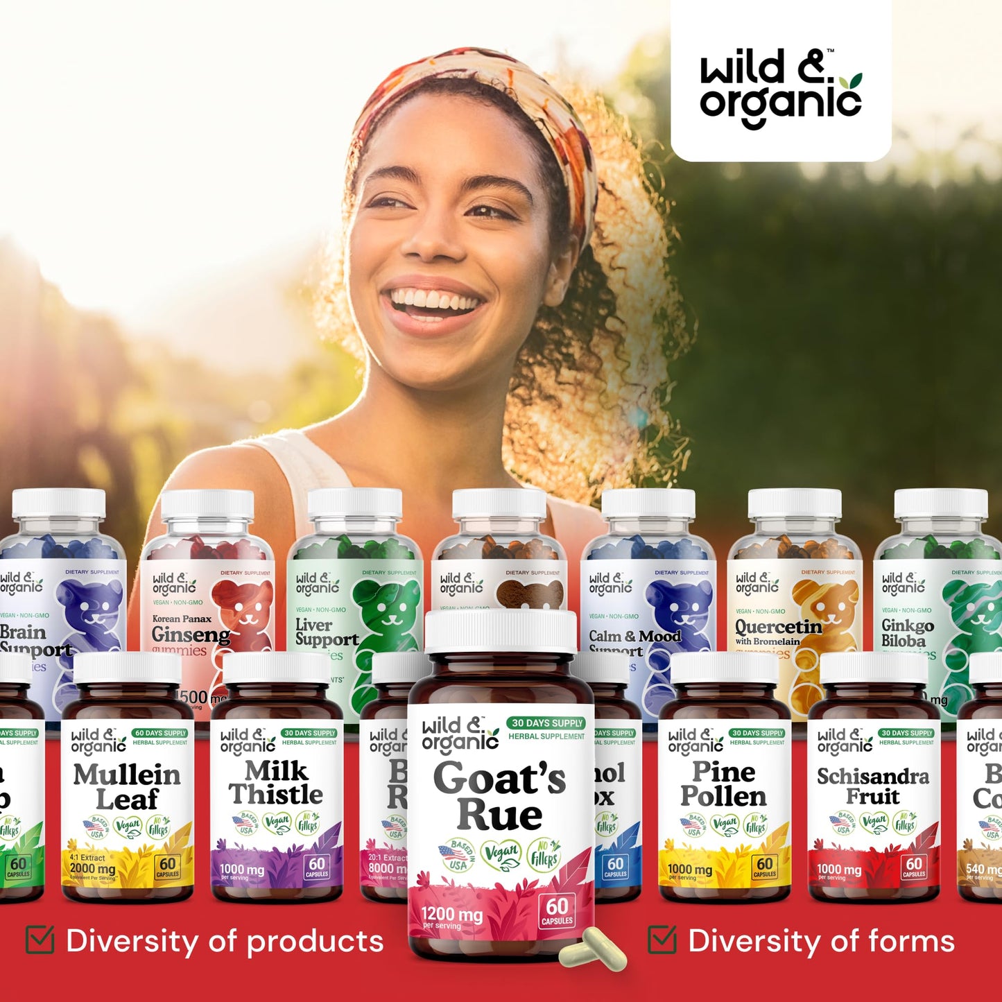 Wild & Organic Goat's Rue Capsules 1200 mg – Lactation Support, 60 Vegan Capsules