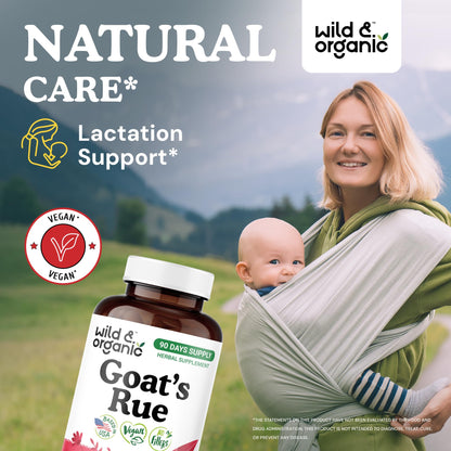 Wild & Organic Goat's Rue Capsules 1200 mg – Lactation Support, Vegan, 90-Day Supply
