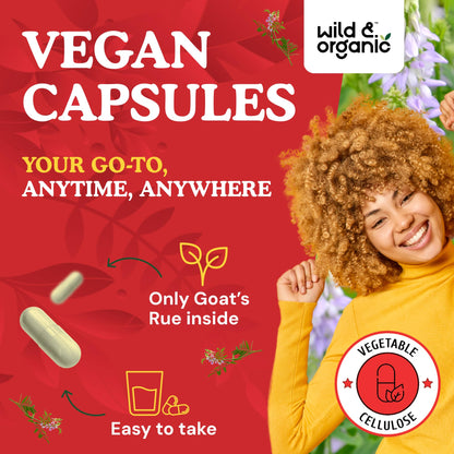 Wild & Organic Goat's Rue Capsules 1200 mg – Lactation Support, Vegan, 90-Day Supply