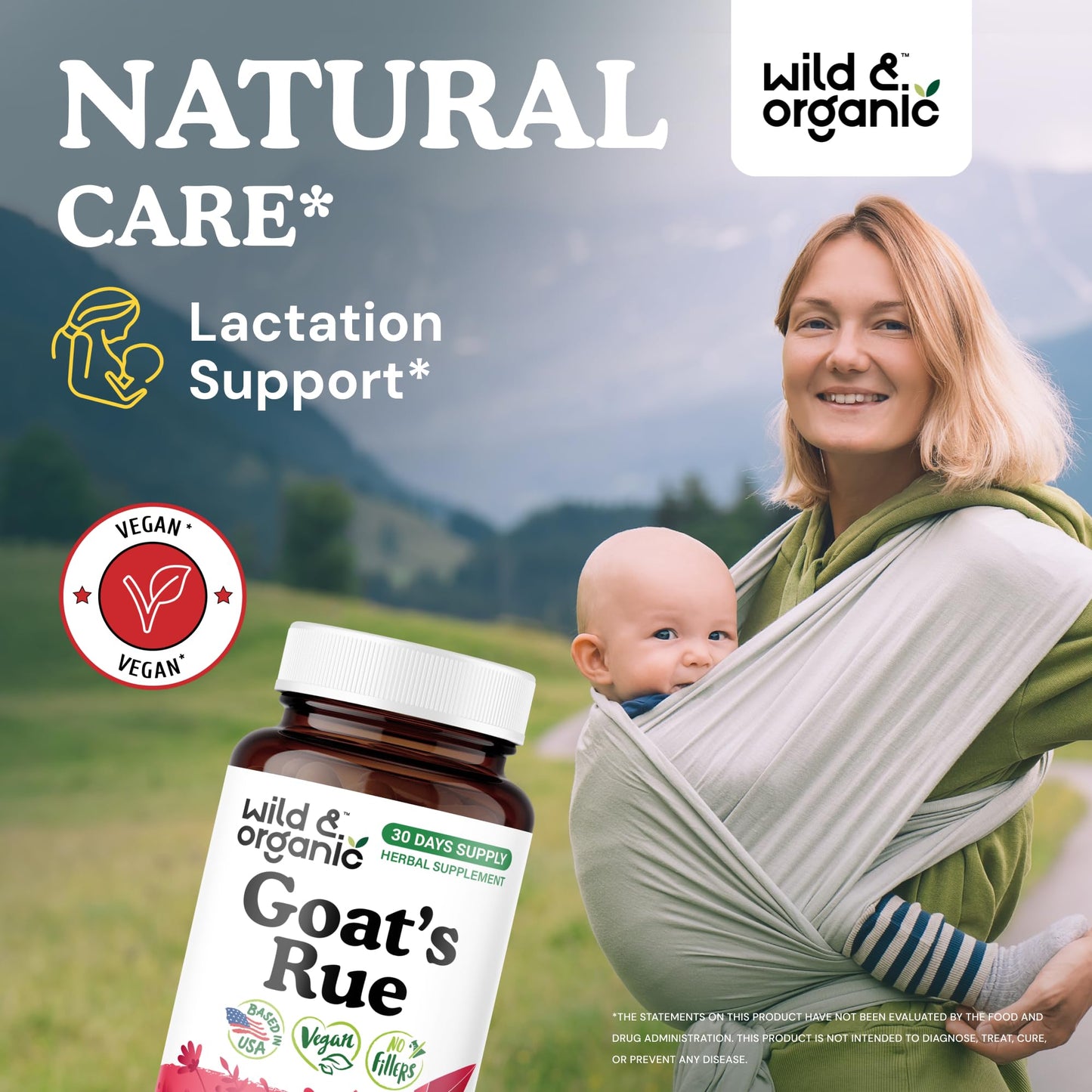 Wild & Organic Goat's Rue Capsules 1200 mg – Lactation Support, 60 Vegan Capsules
