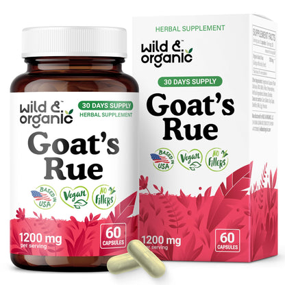 Wild & Organic Goat's Rue Capsules 1200 mg – Lactation Support, 60 Vegan Capsules