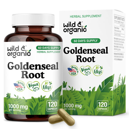 Wild & Organic Goldenseal Root Capsules 1000mg - Immune & Lung Support - 120 Goldenseal Powder Capsules - 2 Month Supply - Vegan, No Fillers, Non-GMO BritishVita | Premium UK Vitamins & Wellness Supplements