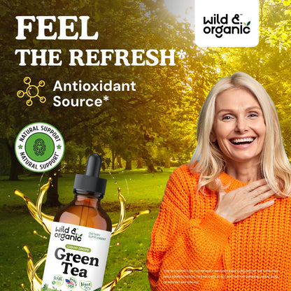 Wild & Organic Green Tea Extract Liquid Drops | 4 fl oz, 84-Day Supply, Vegan & Alcohol-Free
