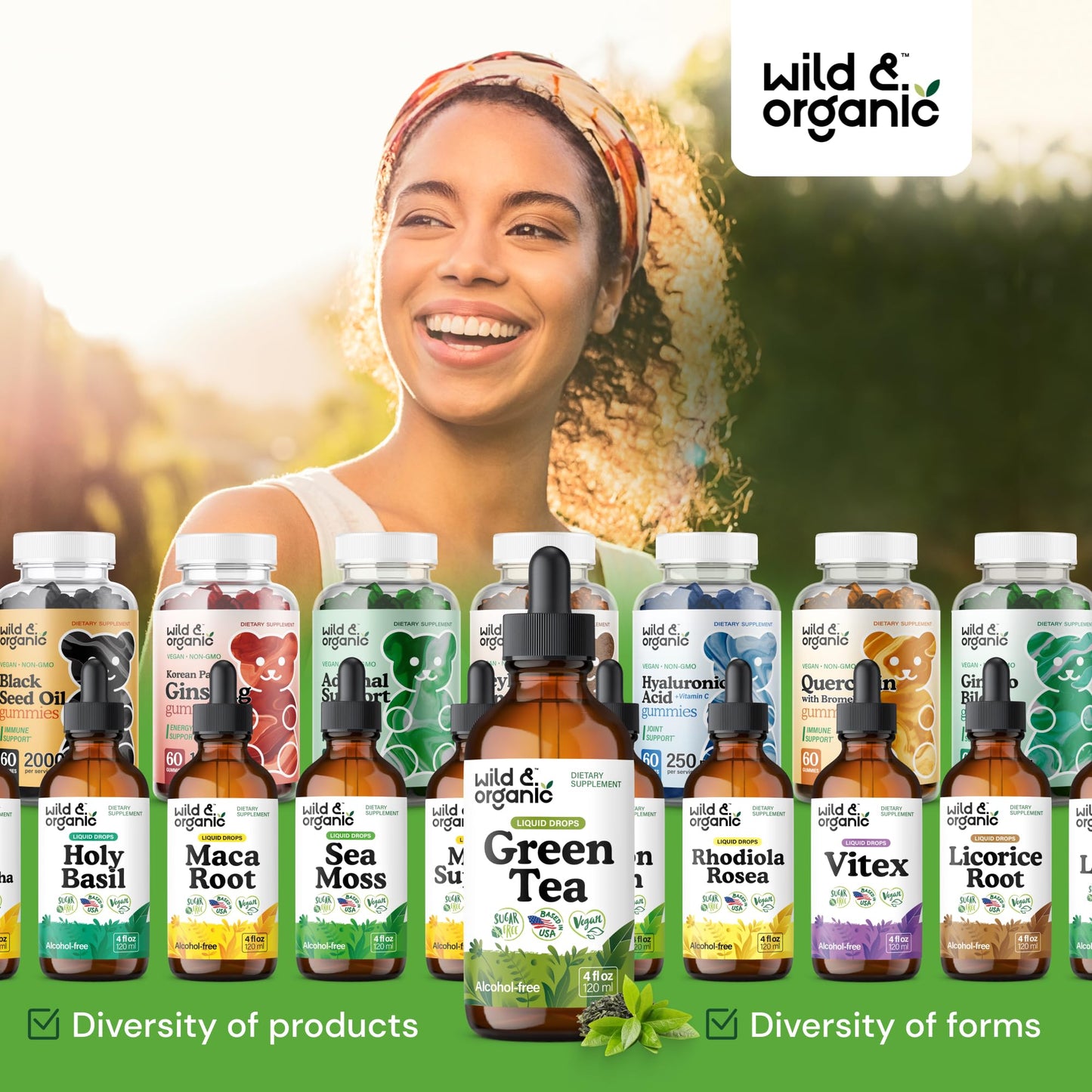 Wild & Organic Green Tea Extract Liquid Drops | 4 fl oz, 84-Day Supply, Vegan & Alcohol-Free