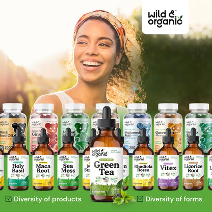 Wild & Organic Green Tea Extract Liquid Drops | 4 fl oz, 84-Day Supply, Vegan & Alcohol-Free