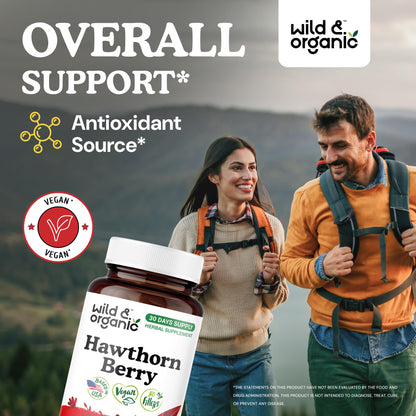 Wild & Organic Hawthorn Berry Capsules 1200 mg – 60 Count | Overall Support, Vegan, Non-GMO