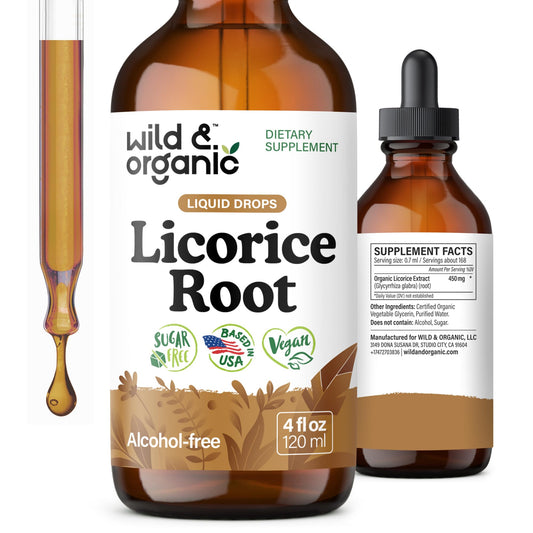 Wild & Organic Licorice Root Tincture - Digestive, Lung & Skin Support (4 oz) BritishVita | Premium UK Vitamins & Wellness Supplements