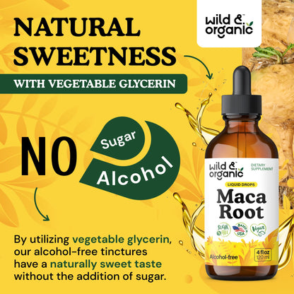 Wild & Organic Maca Root Liquid Drops – Peruvian Maca Tincture, 4 fl oz