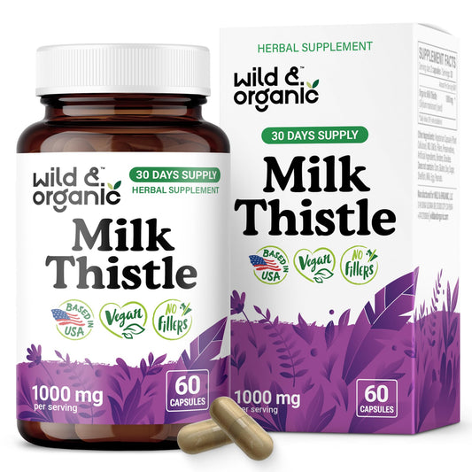 Wild & Organic Milk Thistle 1000mg Capsules - Liver Support, 60 Vegan Capsules BritishVita | Premium UK Vitamins & Wellness Supplements