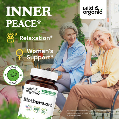 Wild & Organic Motherwort Capsules 1000 mg – Calmness & Women's Support (60 Vegan Capsules)