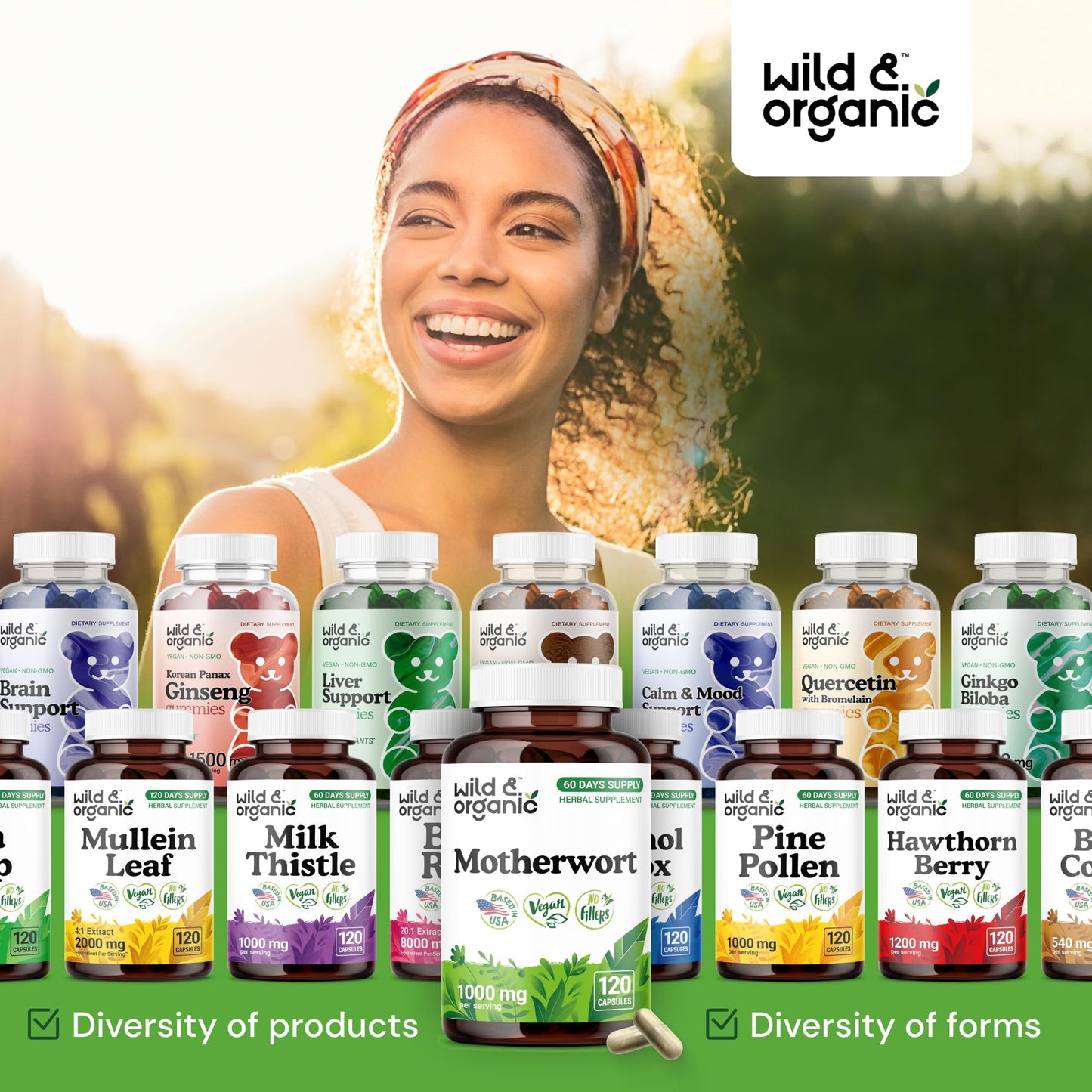 Wild & Organic Motherwort Capsules 1000 mg | Calmness & Women's Support | Vegan & Non-GMO