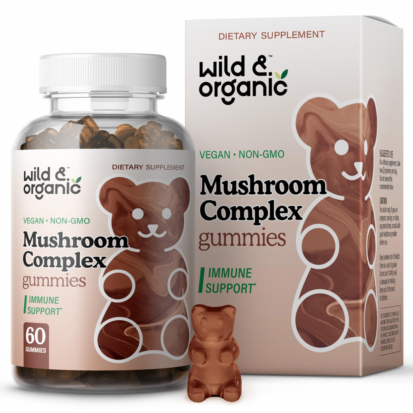 Wild & Organic Mushroom Gummies - 10-in-1 Complex | Immune & Brain Support – 60 Count
