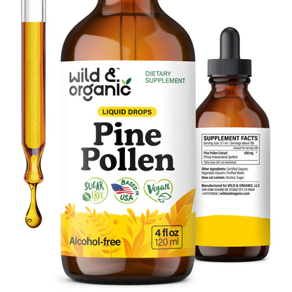 Wild & Organic Pine Pollen Tincture – Vegan, Alcohol-Free, 4 oz