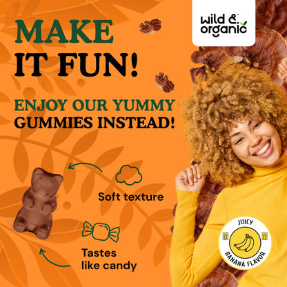 Wild & Organic Reishi Gummies 1000 mg | Ganoderma Lucidum Extract | Immune Support - 60 Vegan Chews